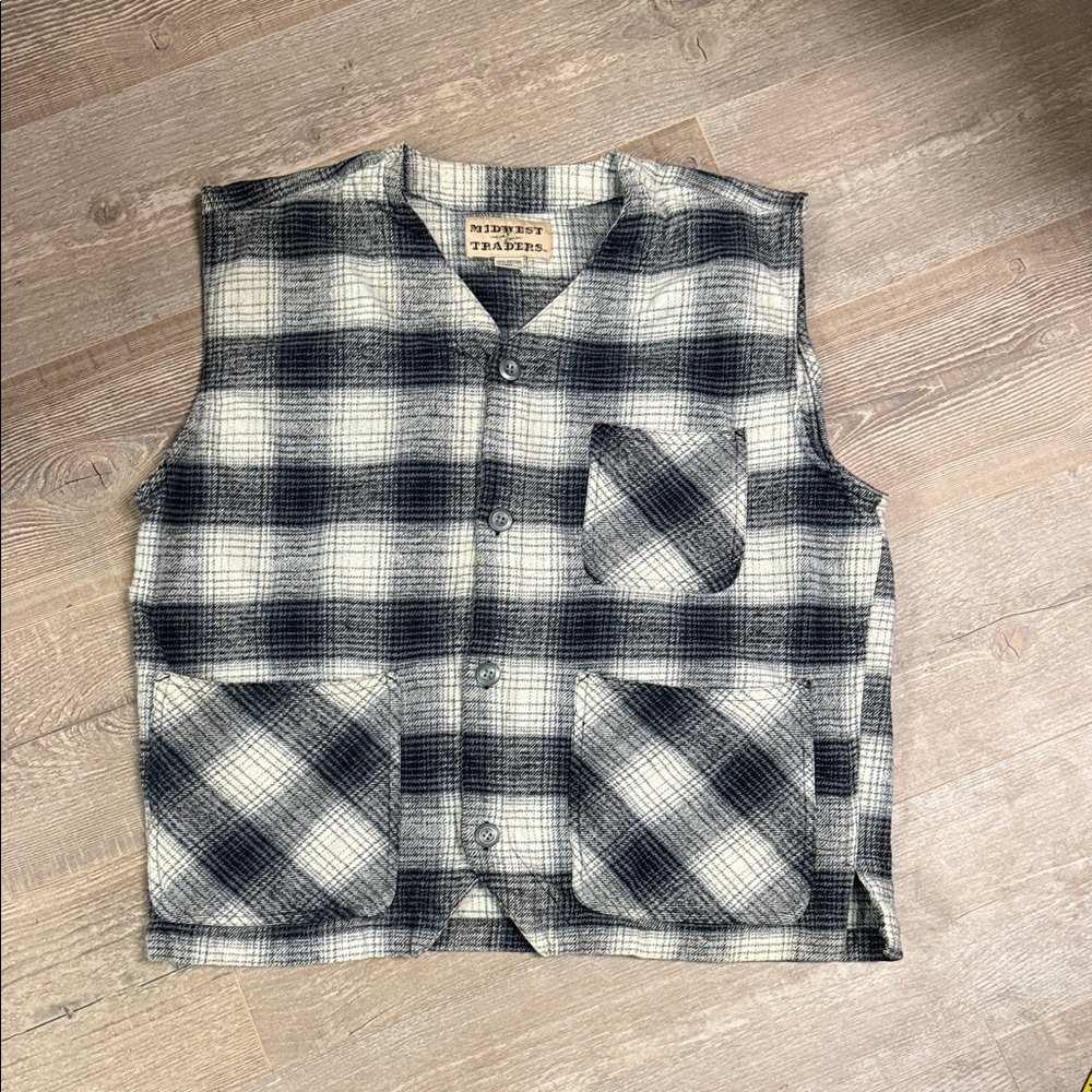 Men’s Midwest Traders Cotton Flannel Plaid Button-Up Vest